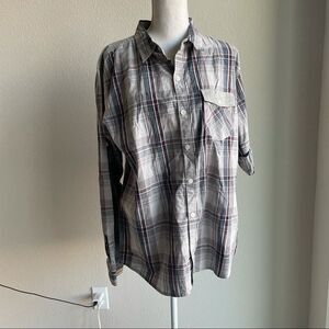 SEVEN7- NWT Cotton Plaid Button Down w/cuff no-cuff Sleeves, Lightweight, Size L